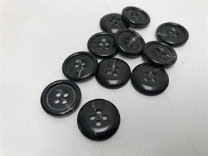 Pu knap - sort med marmoreret look, 17 mm